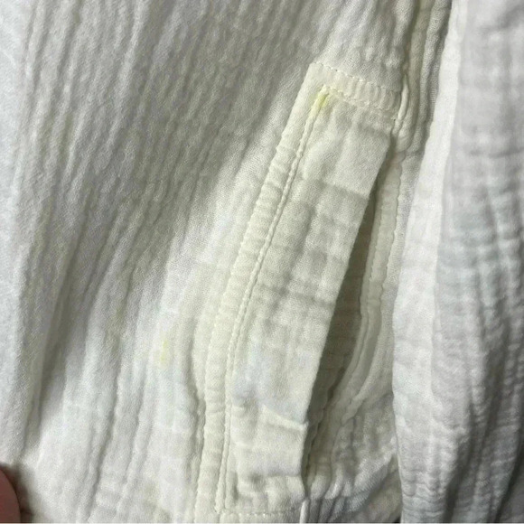 Rails Jacket Snap Women Medium Ivory Yellow Cropped Cinch Waist Organic Cotton - Picture 10 of 12